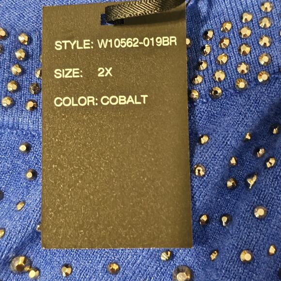 Vila Milano Blue Embellished Women's Sweater NWT Plus Size 2X - Picture 5 of 13